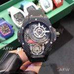 Perfect Replica ZY Factory Hublot MP-09 Tourbillon Bi-Axis 3D Carbon All Black 49mm Watch 909.NX.1120.RX 